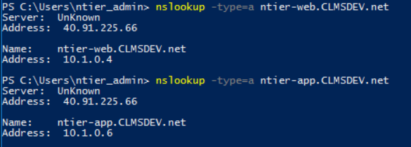 nslookup ran from Web Server
